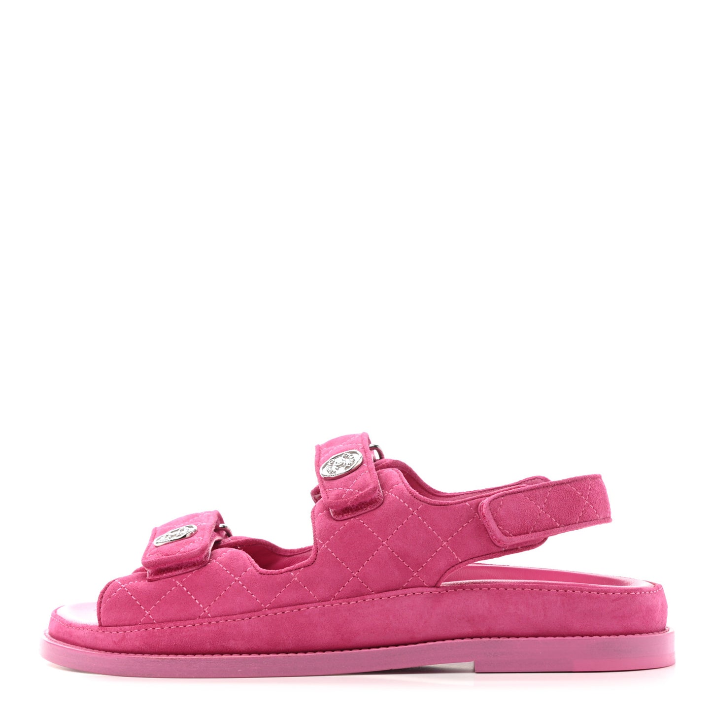Suede Calfskin Velcro Dad Sandals 39 Pink