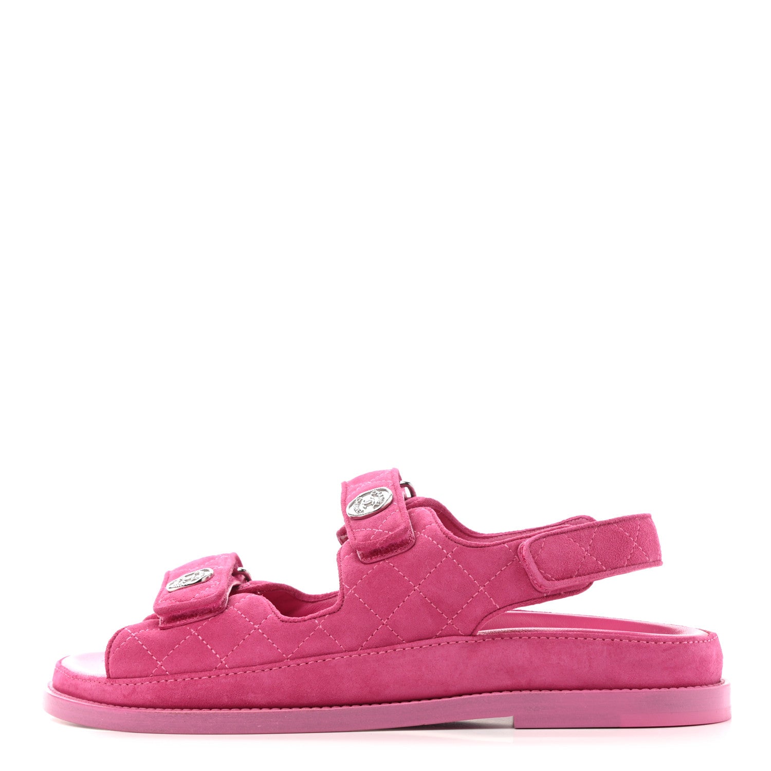 Chanel Suede Calfskin Velcro Dad Sandals 39 Pink 1 of 9
