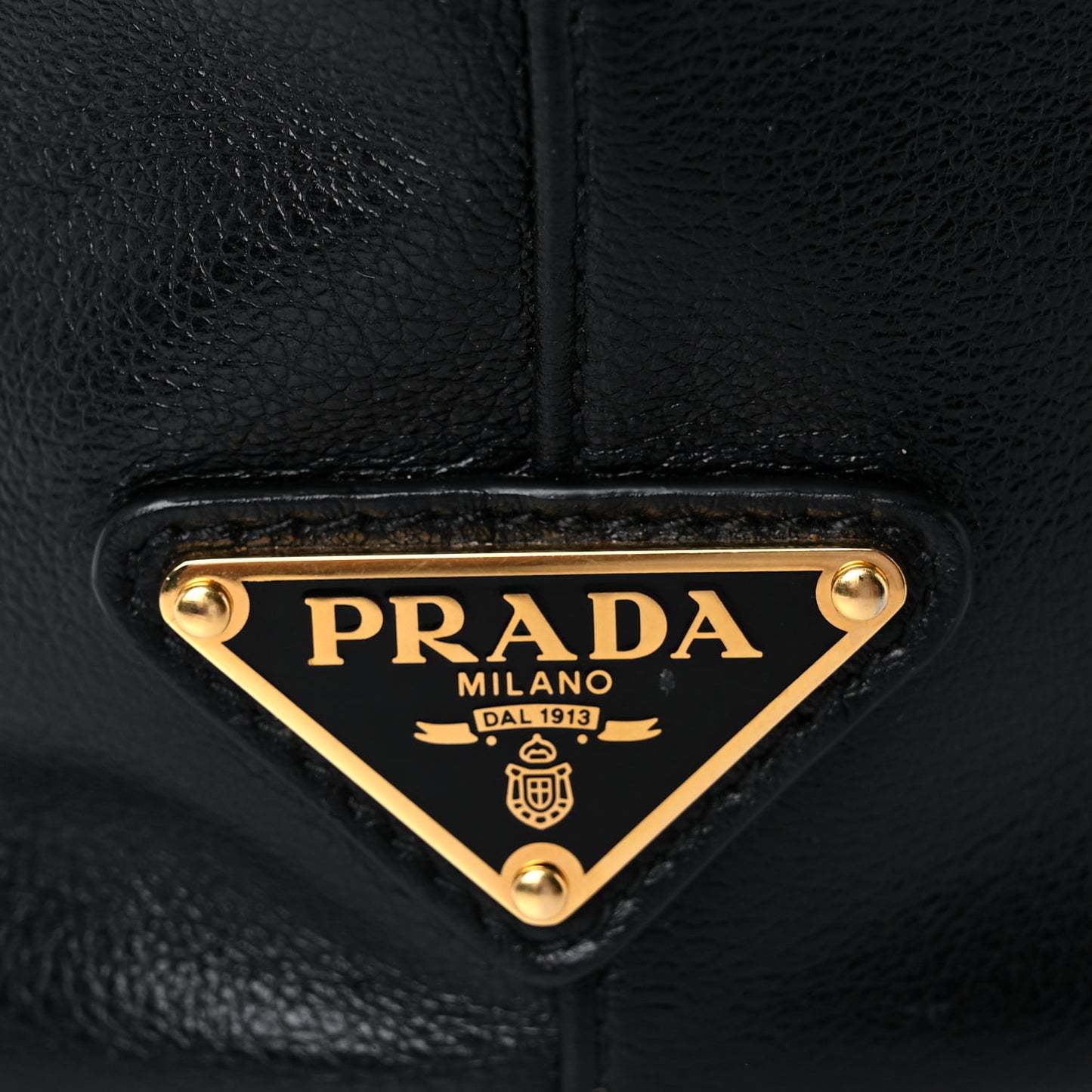 Glace Calfskin Embossed Secchiello Bucket Bag Black