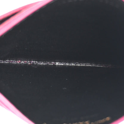 Saint Laurent Grain De Poudre Matelasse Chevron Monogram Credit Card Case Fresh Fuxia 5 of 8