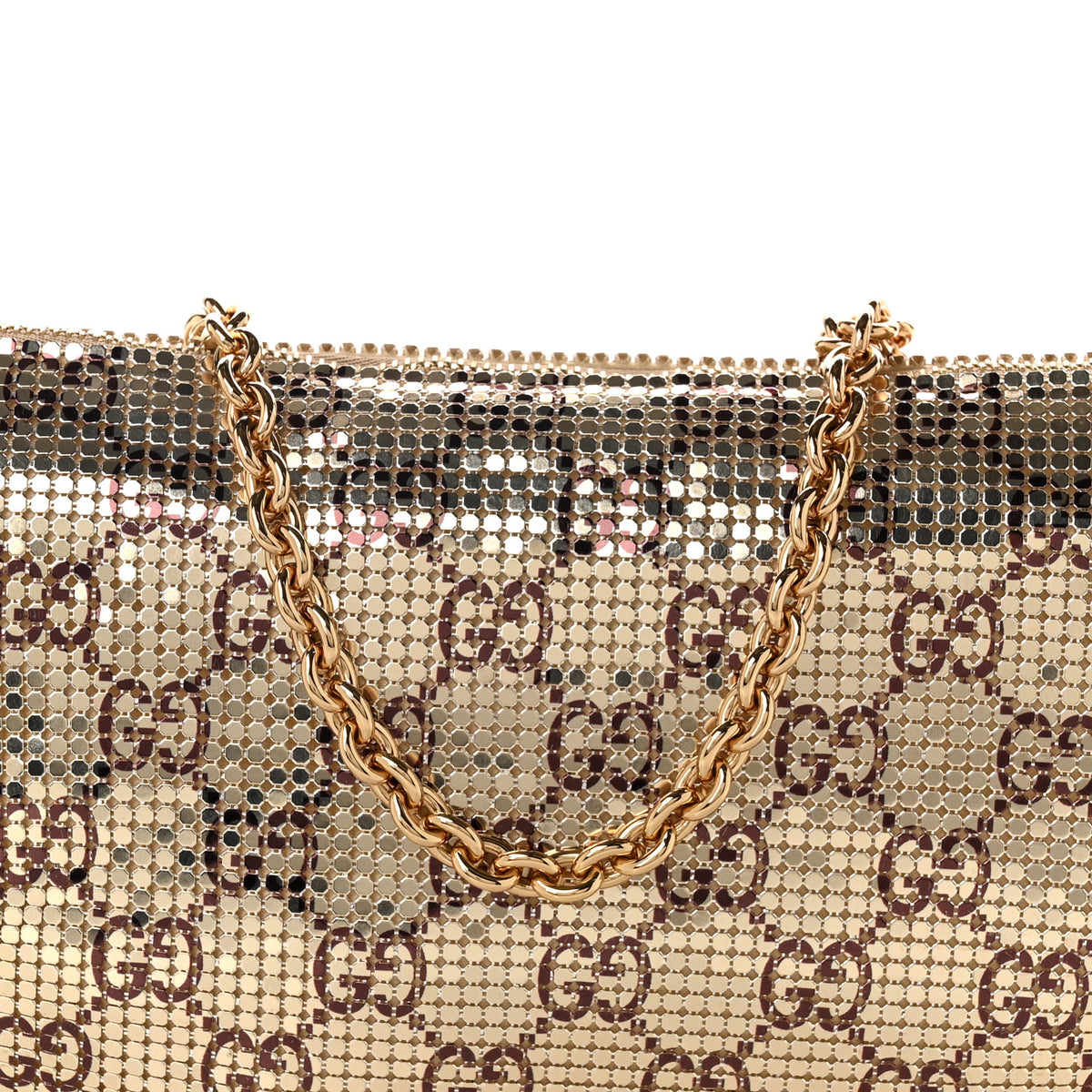 Gucci Metallic Mesh GG Evening Bag Gold Brown 8 of 11