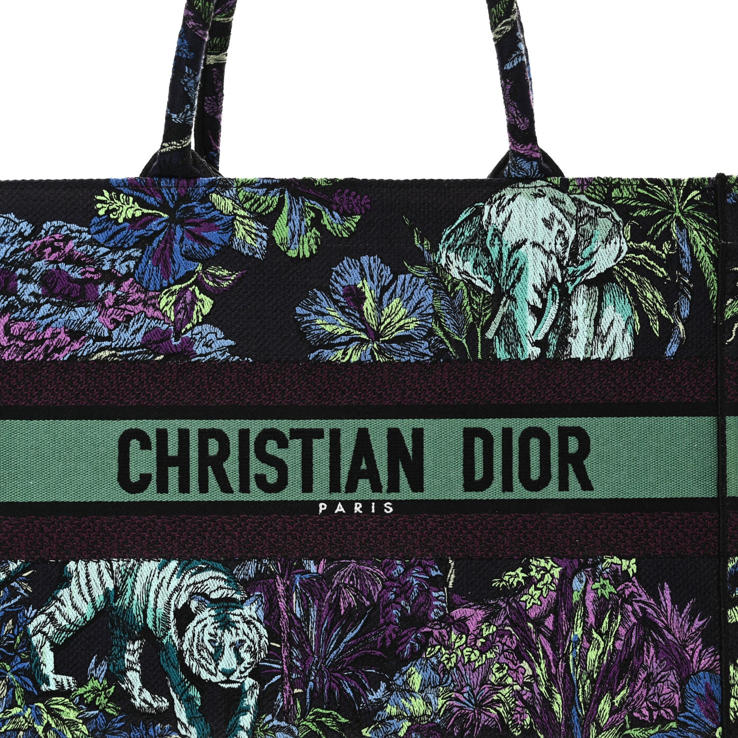 Canvas Embroidered Medium Toile de Jouy Voyage Book Tote Blue Multicolor