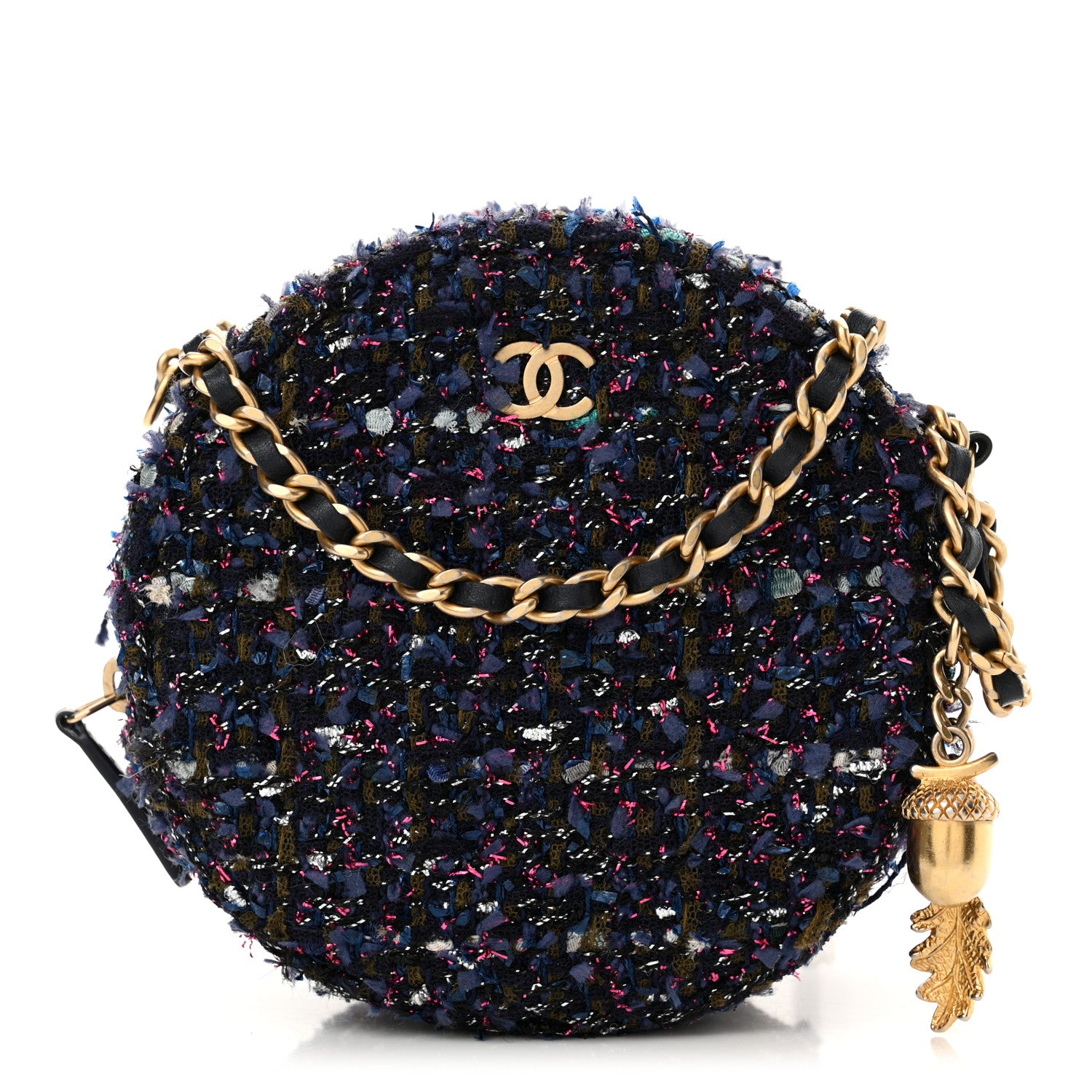 Chanel Tweed Quilted Round Clutch With Chain Multicolor 1 of 12
