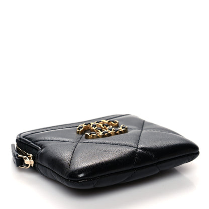 Chanel Lambskin Quilted Chanel 19 Zip Card Holder Wallet Black 4 of 8