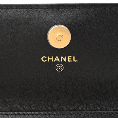 Chanel Lambskin Pearl Crush Quilted Flap Phone Holder With Chain Black 6 of 12