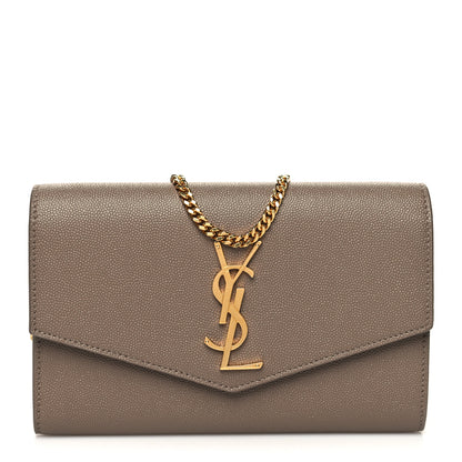 Saint Laurent Grain De Poudre Monogram Uptown Chain Wallet Dark Beige 3 of 12