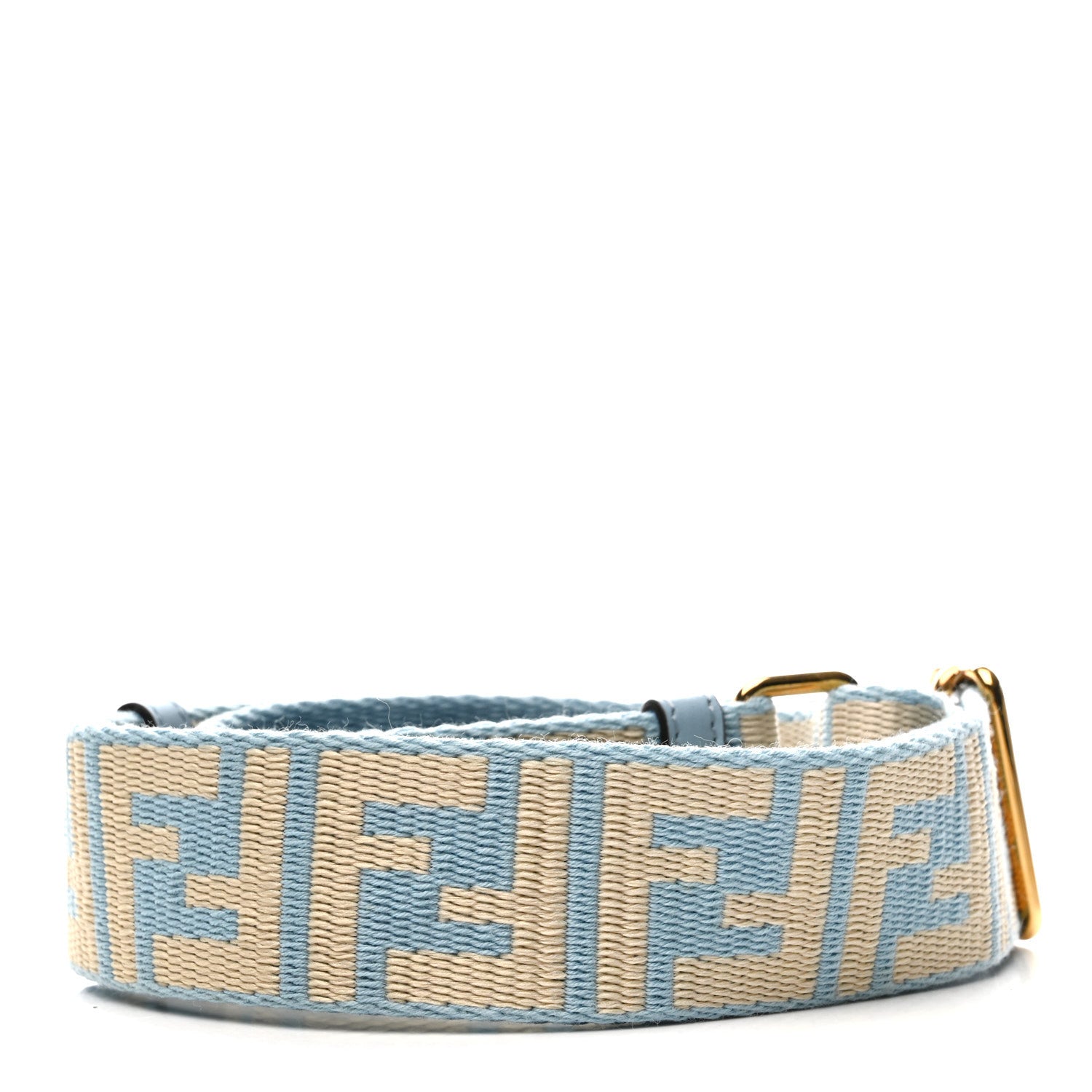 Fendi Jacquard Ribbon Vitello King FF Bi-Color Intreccio Adjustable Strap You Azzurro Baby Latte 2 of 4