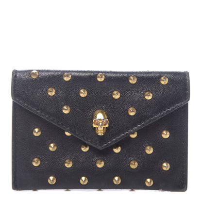Alexander McQueen Calfskin Studded Skull Envelope Card Holder Black 1 of 10