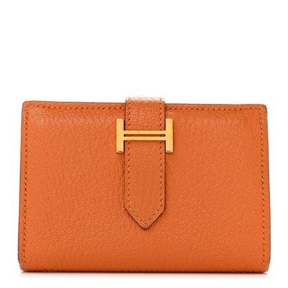 Hermes Chevre Mysore Mini Bearn Wallet Orange 1 of 9