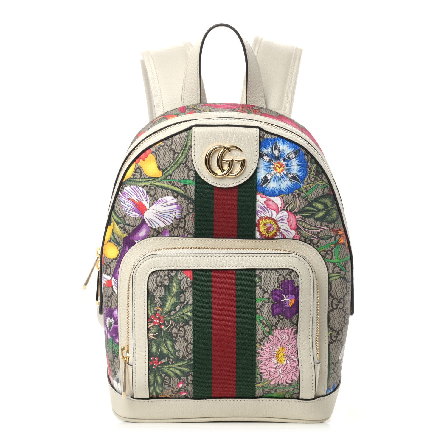 Gucci GG Supreme Monogram Flora Web Small Ophidia Day Backpack White 1 of 9