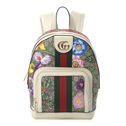 Gucci GG Supreme Monogram Flora Web Small Ophidia Day Backpack White 1 of 9