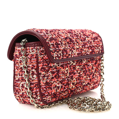Gucci Tweed GG Monogram Mini GG Marmont Shoulder Bag Orange Red Multicolor 2 of 10