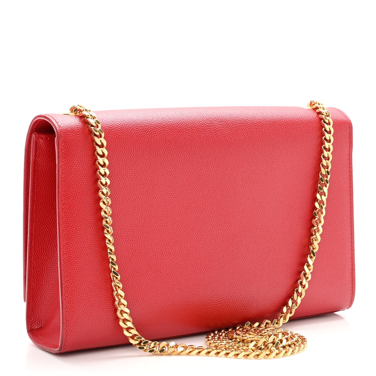 Saint Laurent Grain De Poudre Medium Monogram Kate Satchel Red 3 of 10