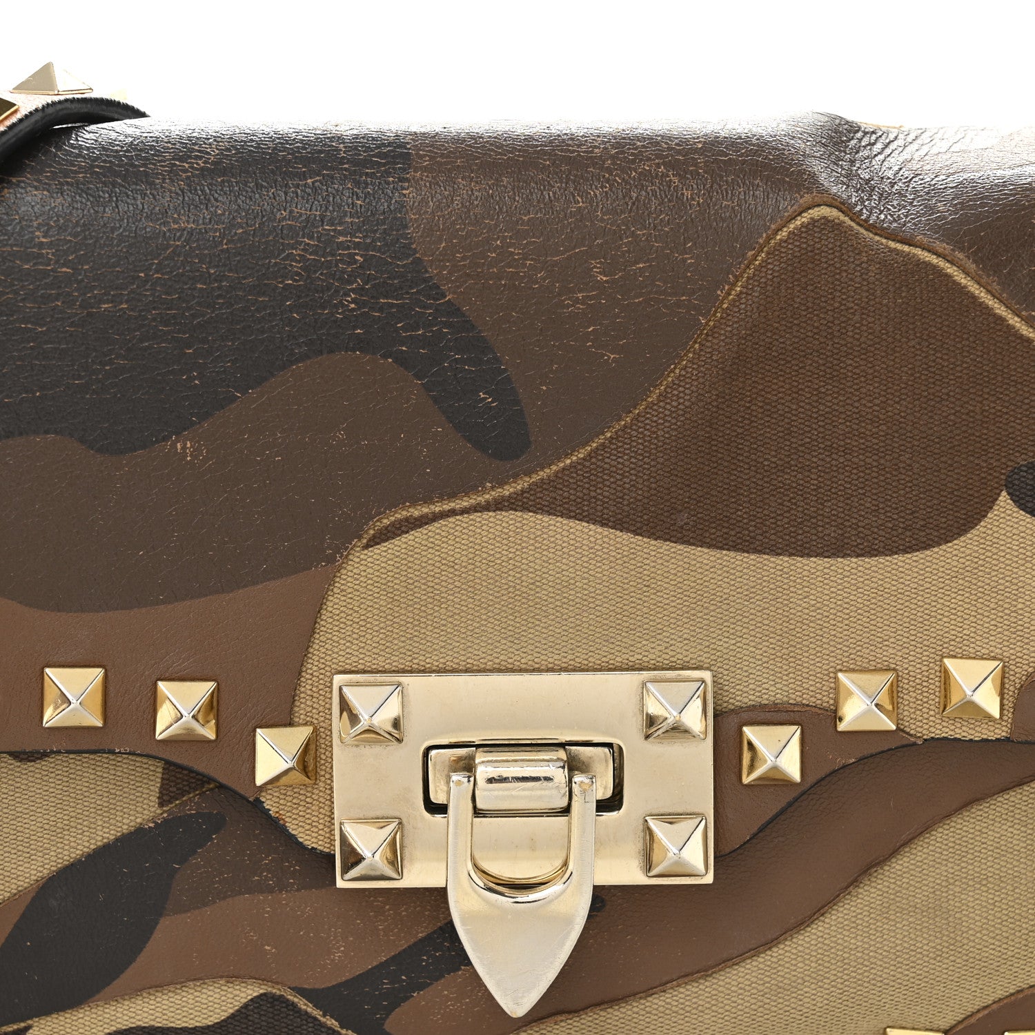 Valentino Garavani Nappa Canvas Camouflage Mini Rockstud Flap Saddle Crossbody Bag Beige Multicolor 7 of 12