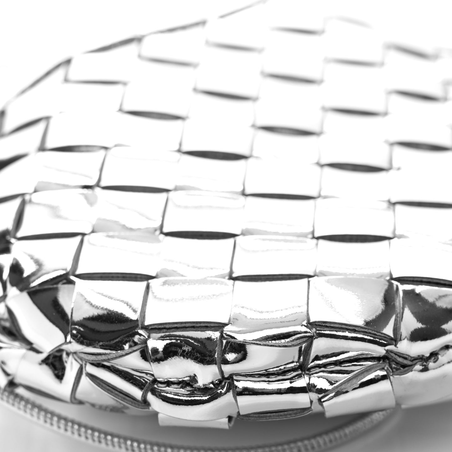 Mirror Laminated Nappa Intrecciato Mini Sardine Bag Silver