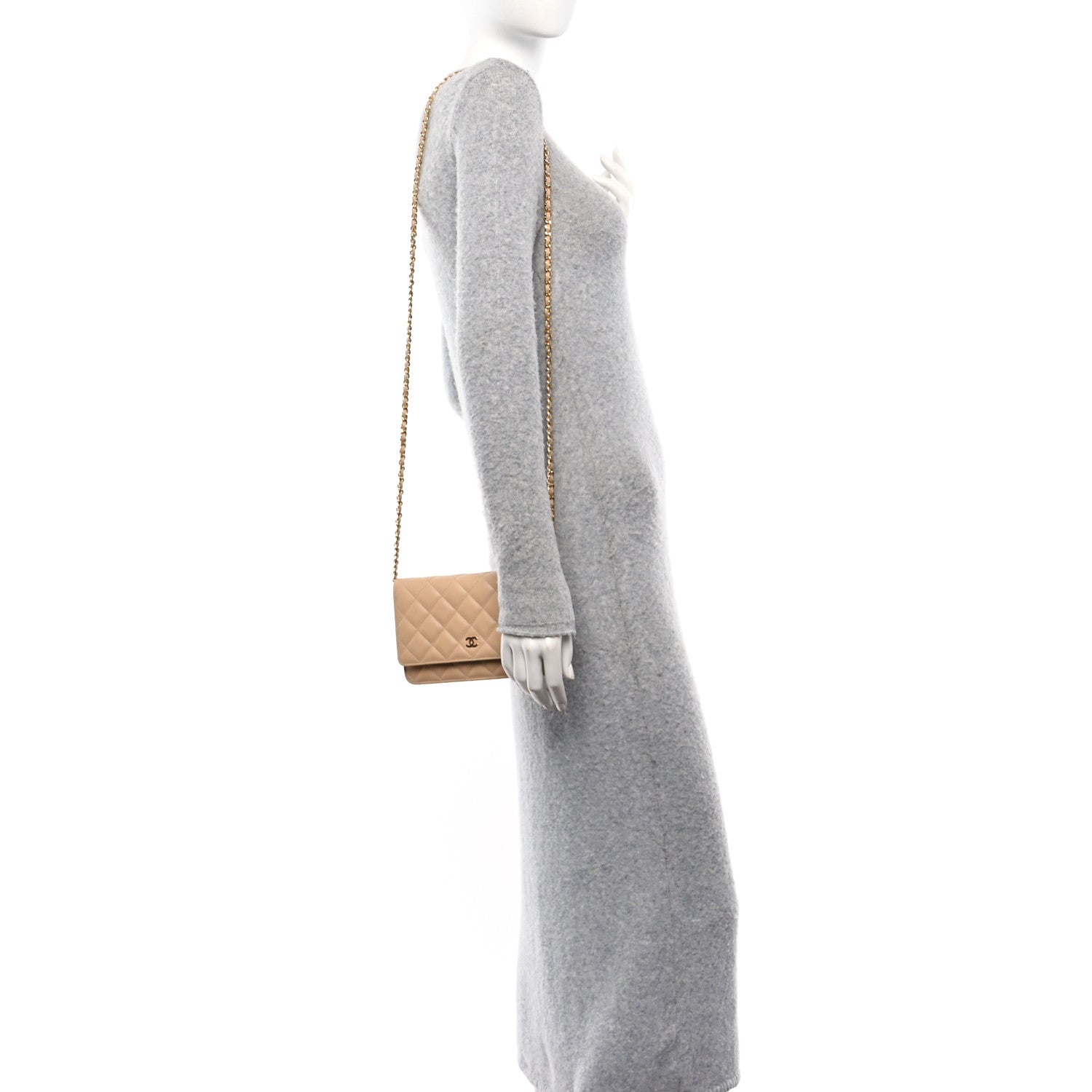 Chanel Caviar Quilted Wallet on Chain WOC Beige Clair 2 of 11