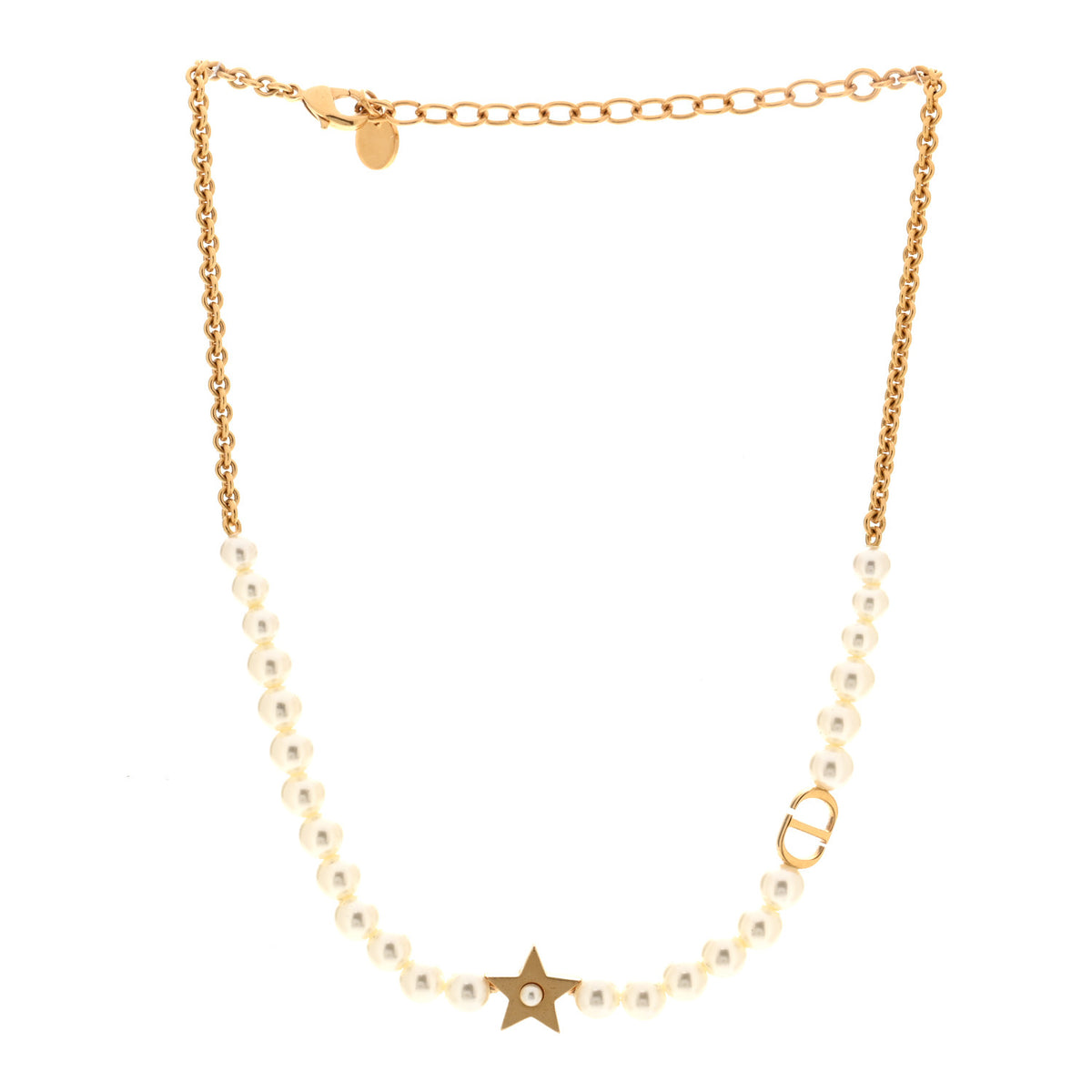 Pearl CD Star Choker Necklace Gold