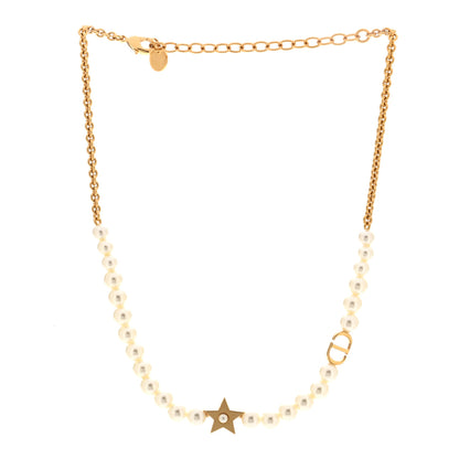 Christian Dior Pearl CD Star Choker Necklace Gold 3 of 5