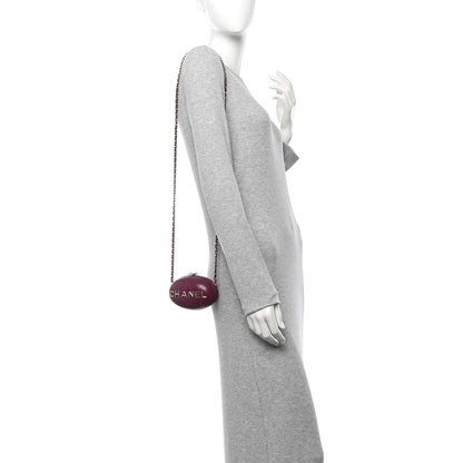 Chanel Lambskin Quilted Oval Minaudiere Chain Clutch Purple 2 of 10