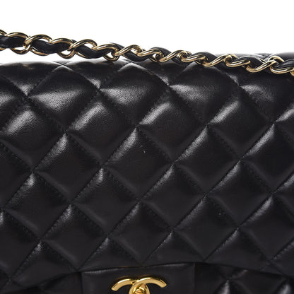 Chanel Lambskin Quilted Jumbo Double Flap Black 19 of 21
