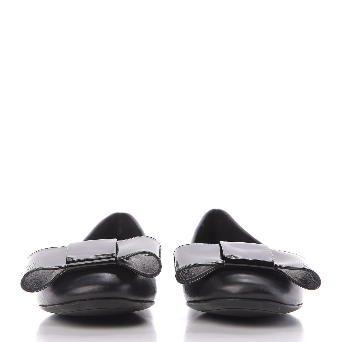 Calfskin Patent Bow Uniformes Ballet Flats 37 Black