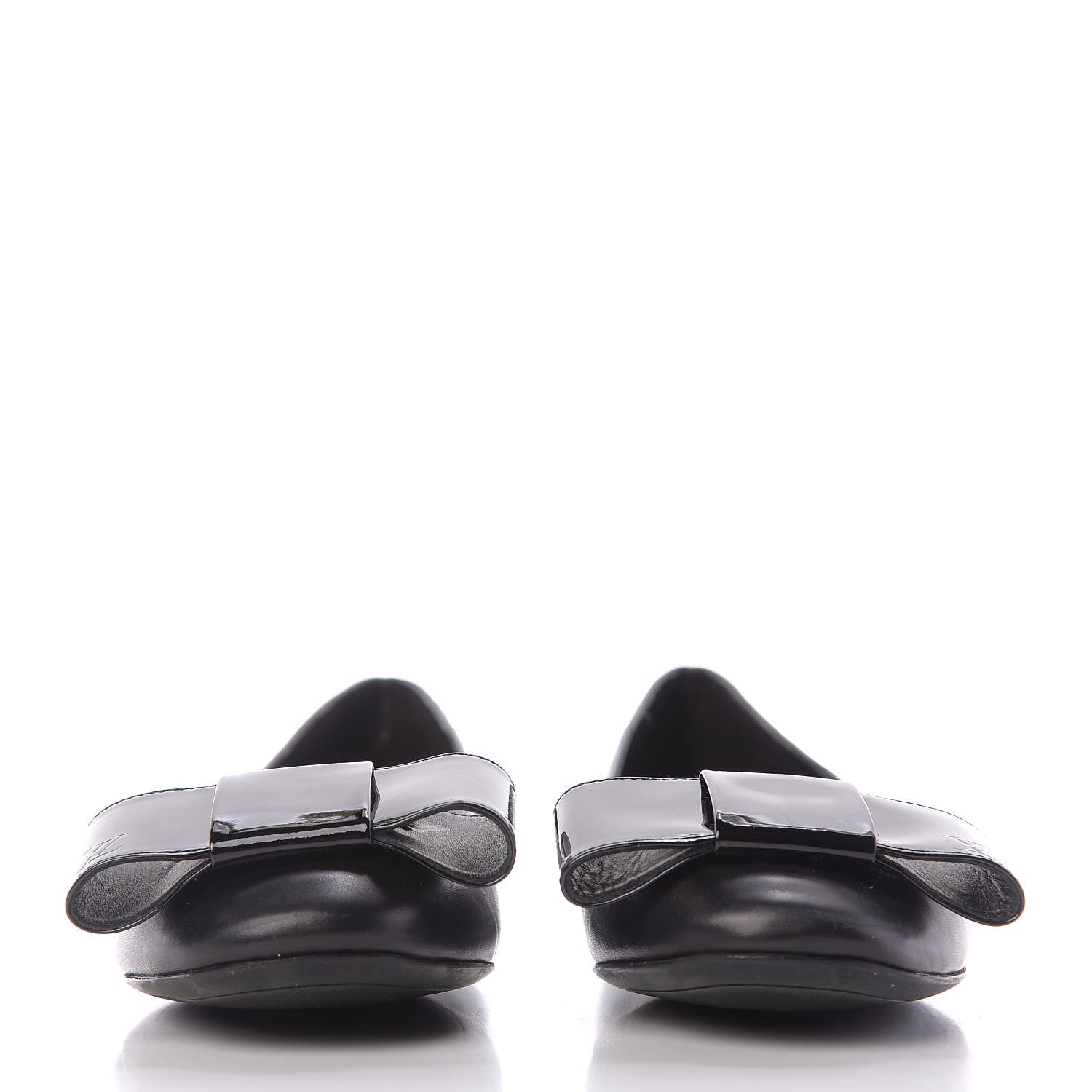 Louis Vuitton Calfskin Patent Bow Uniformes Ballet Flats 37 Black 3 of 14