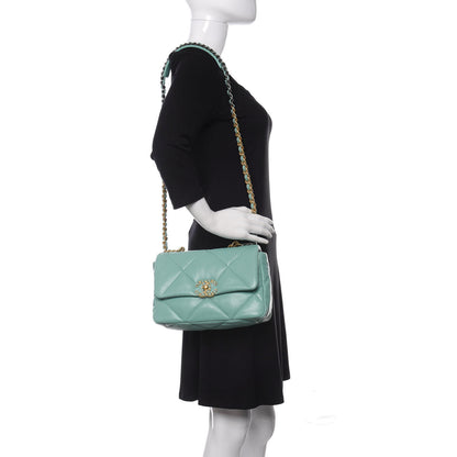 Chanel Shiny Lambskin Quilted Medium Chanel 19 Flap Light Blue 2 of 10