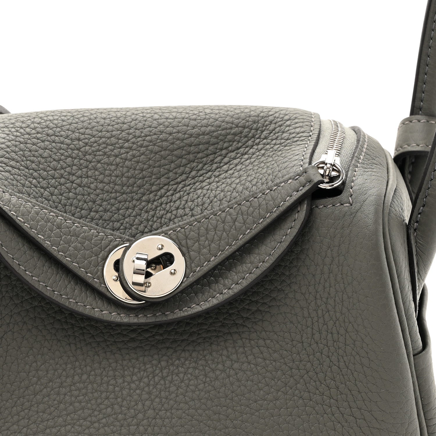 Hermes Taurillon Clemence Mini Lindy 20 Gris Meyer 1745378