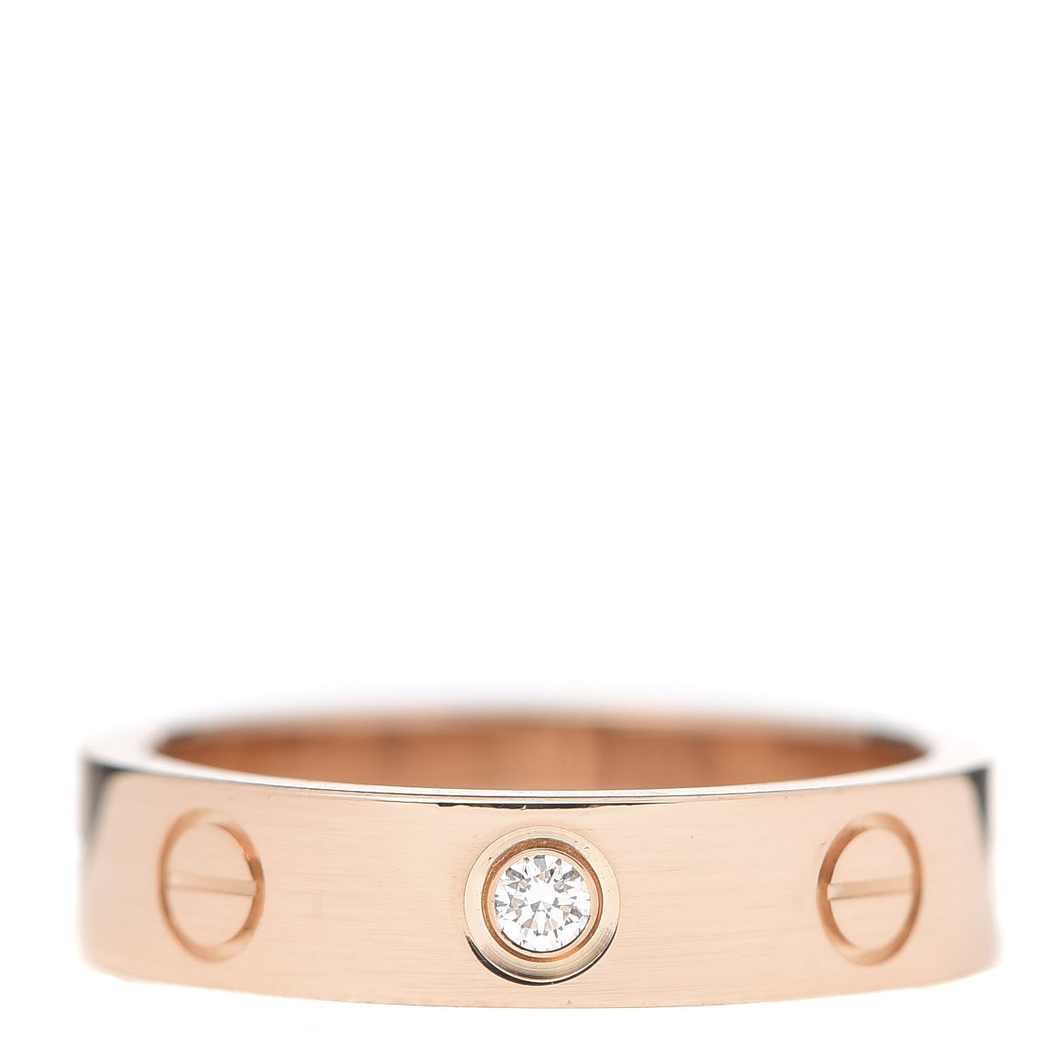 Cartier 18K Pink Gold Diamond 4mm LOVE Wedding Band Ring 47 4 1 of 4