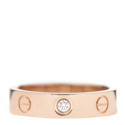 Cartier 18K Pink Gold Diamond 4mm LOVE Wedding Band Ring 47 4 1 of 4