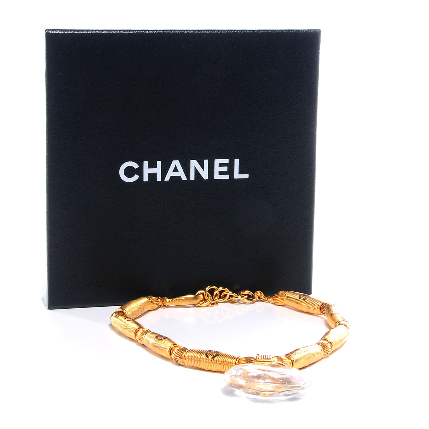 Chanel Crystal Necklace Gold 5 of 5