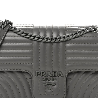 Prada Soft Calfskin Impunture Diagramme Monochrome Medium Chain Flap Shoulder Marmo 7 of 9