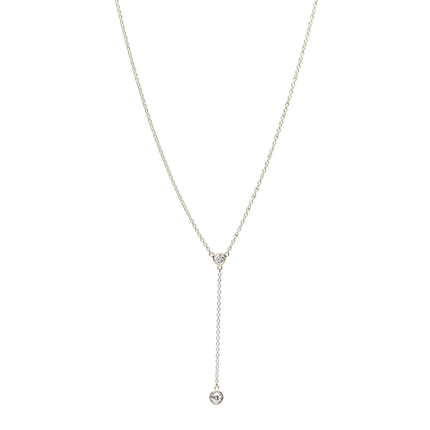 Tiffany 18K Yellow Gold Diamond .19ct Elsa Peretti Diamonds by the Yard Lariat Necklace 1 of 7