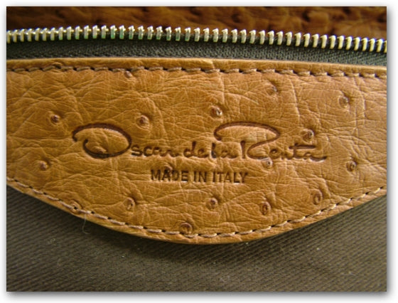 OSCARDELARENTAOstrichLarrabeFrameCognac