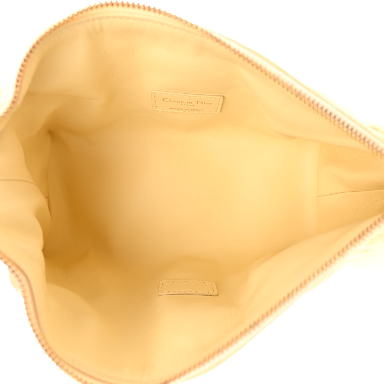 Christian Dior Calfskin Macrocannage Medium Diortravel Nomad Pouch Pale Yellow 5 of 10