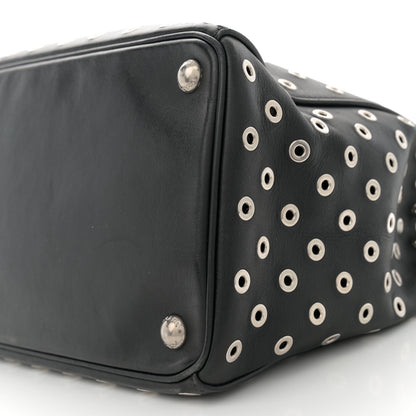 Prada City Calf Grommet Large Double Zip Tote Black 10 of 15