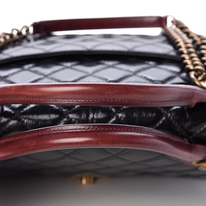 Chanel Glazed Calfskin Castle Rock Large Flap Black Burgundy 12 of 12