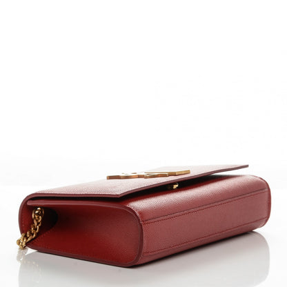 Saint Laurent Grain De Poudre Small Deconstructed Monogram Kate Satchel Red 4 of 6