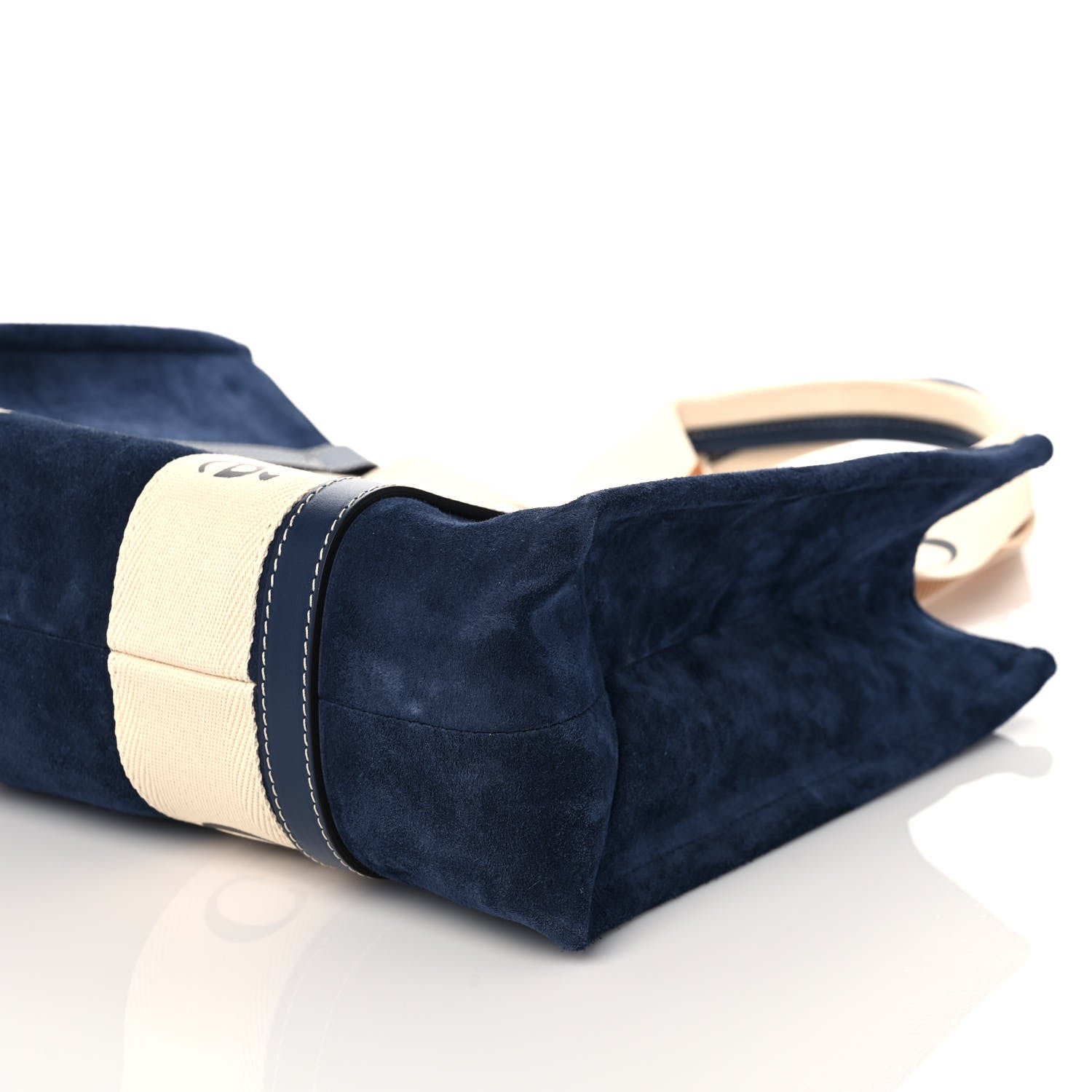 Chloe Suede Calfskin Medium Woody Ribbon Tote Navy 11 of 11
