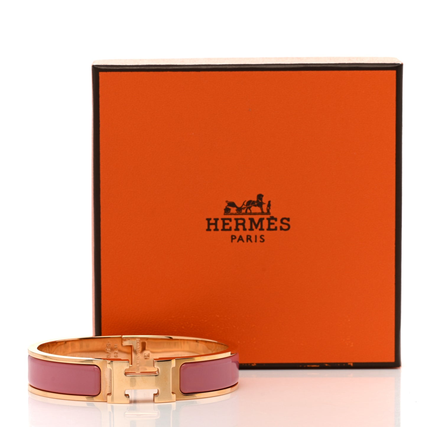 Enamel Narrow Clic Clac H Bracelet PM Rose Patch