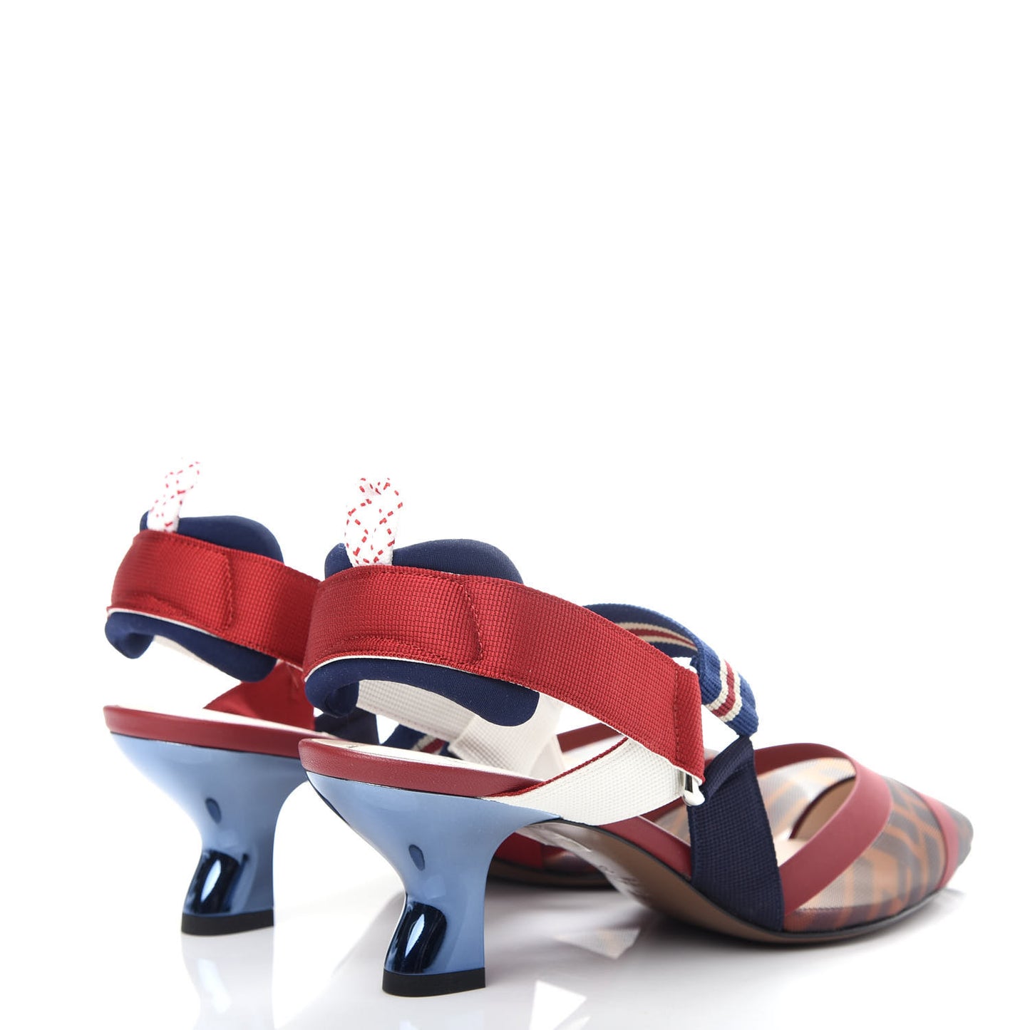 Technical Mesh FF Colibri 55mm Slingback Pumps 38 Tobacco Moro Zaffiro Ciliegia Rosso