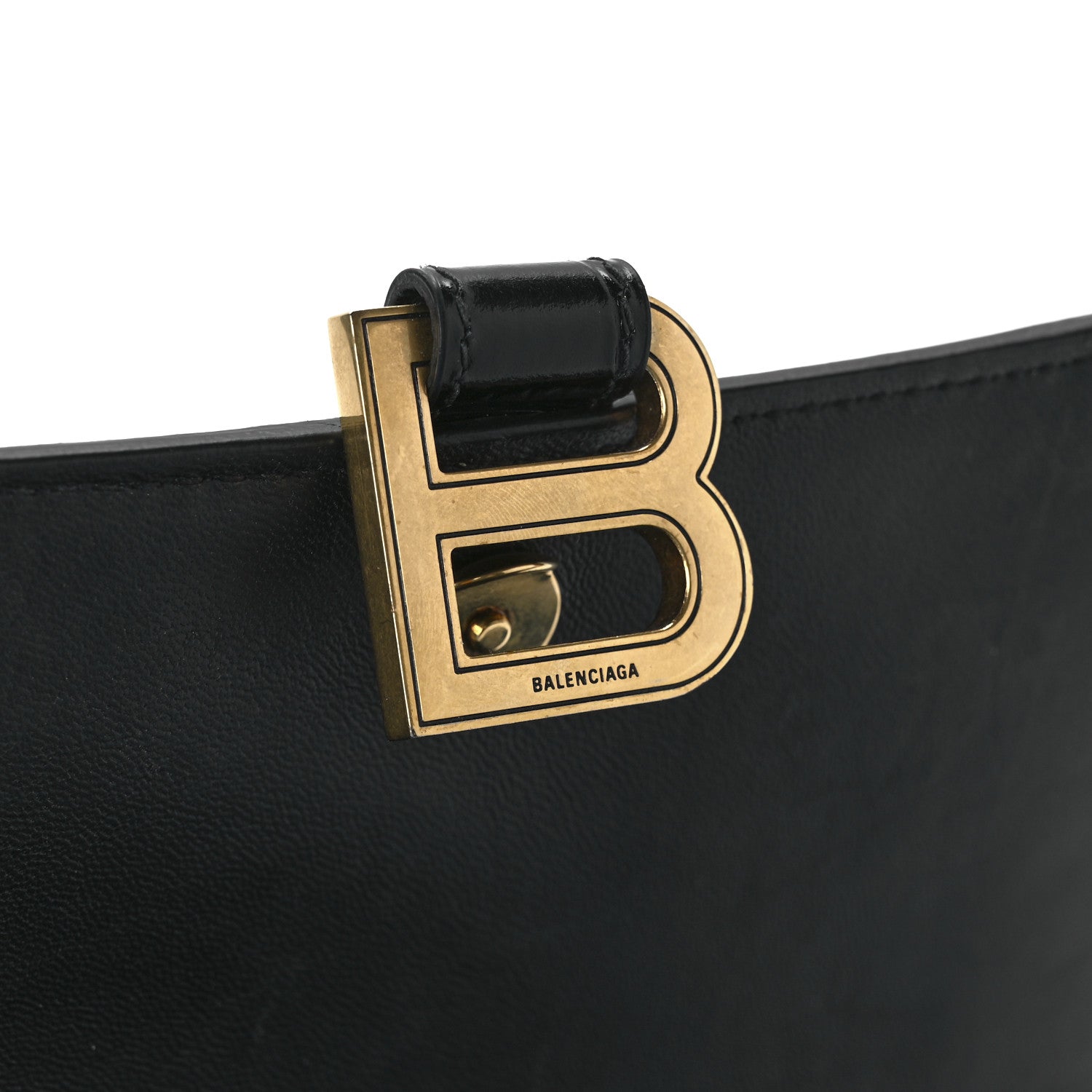 Balenciaga Shiny Calfskin Crocodile Embossed Small Hourglass Top Handle Bag Black 8 of 13