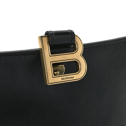 Balenciaga Shiny Calfskin Crocodile Embossed Small Hourglass Top Handle Bag Black 8 of 13