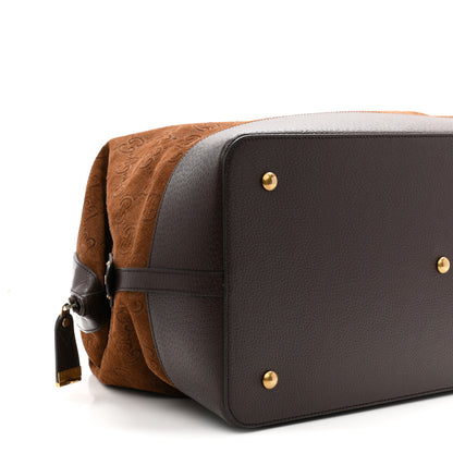 Gucci Suede Jumbo GG Debossed Textured Dollar Calfskin Savoy Travel Bag Wood Brown Chocolate 8 of 9
