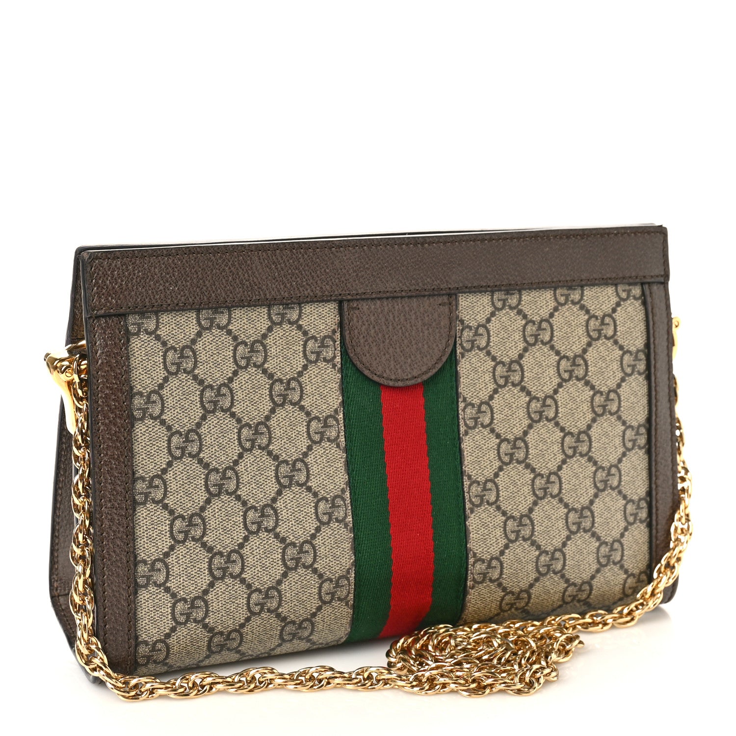 Gucci GG Supreme Monogram Web Small Ophidia Chain Shoulder Bag Brown 2 of 9