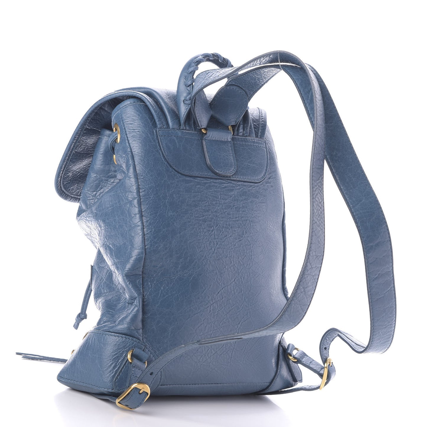 Agneau Gold Metallic Edge Hardware Backpack Bleu Abysse