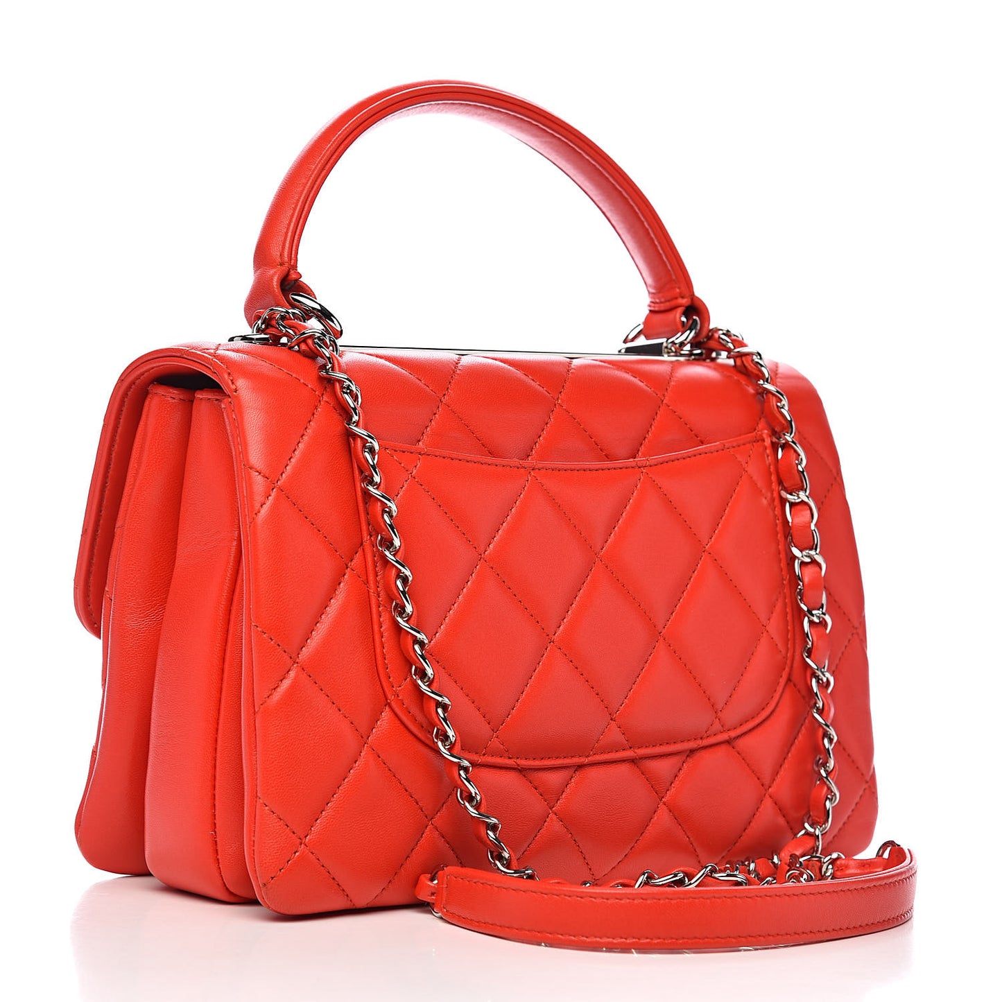 Lambskin Quilted Small Trendy CC Flap Dual Handle Bag Red