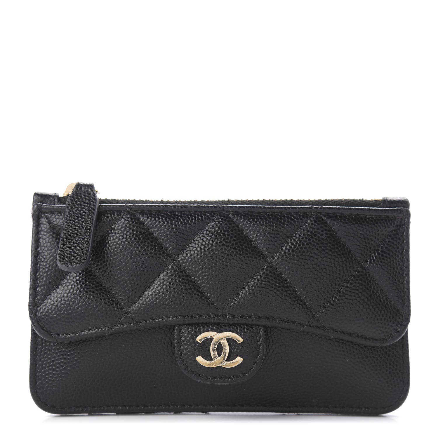 Chanel Caviar Quilted Flap Zip Card Holder Black 1 of 11