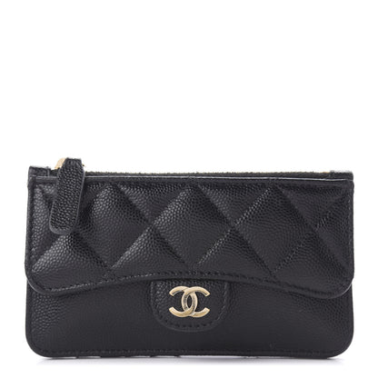 Chanel Caviar Quilted Flap Zip Card Holder Black 1 of 11