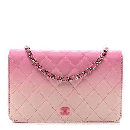 Chanel Faded Lambskin Quilted Zephyr Wallet on Chain WOC Dark Pink 1 of 14